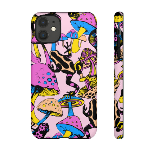 Magic Mushrooms and Frogs Phone Case in Pastel